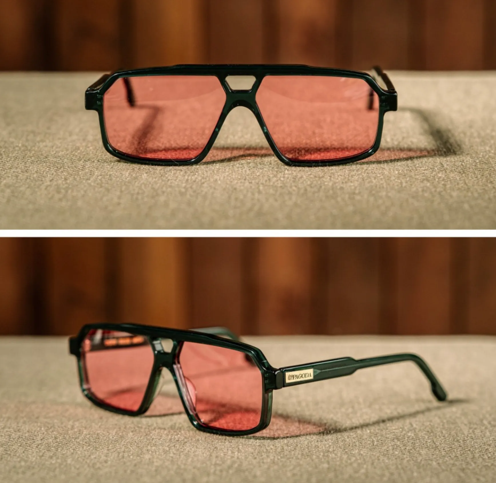 OG22 Bottle green, rose lens